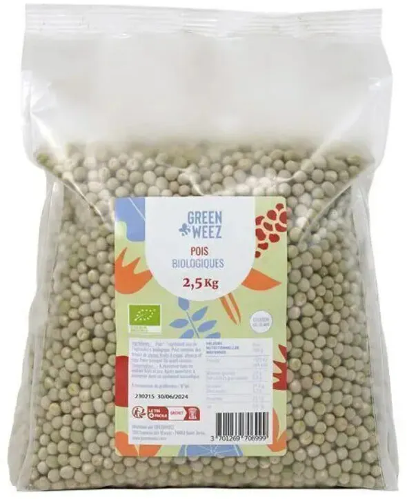 Petits pois verts entiers bio