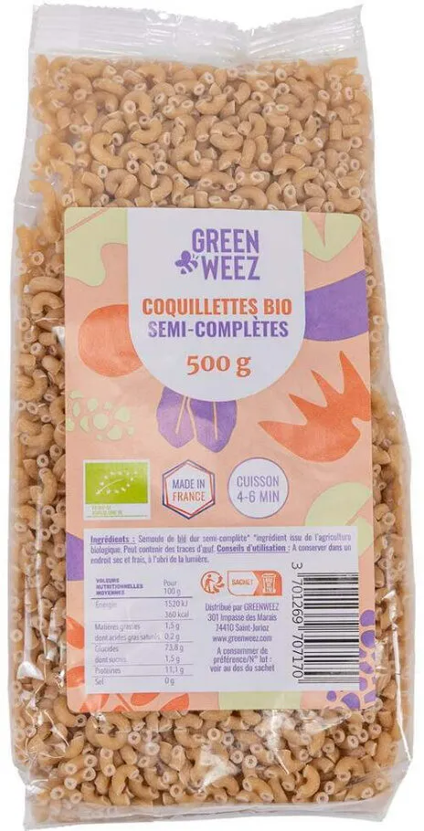 Coquillettes bio semi-complètes