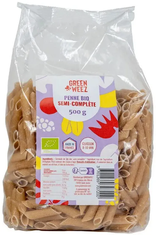 PENNE BIO SEMI-COMPLETE 500 GR GREENWEEZ