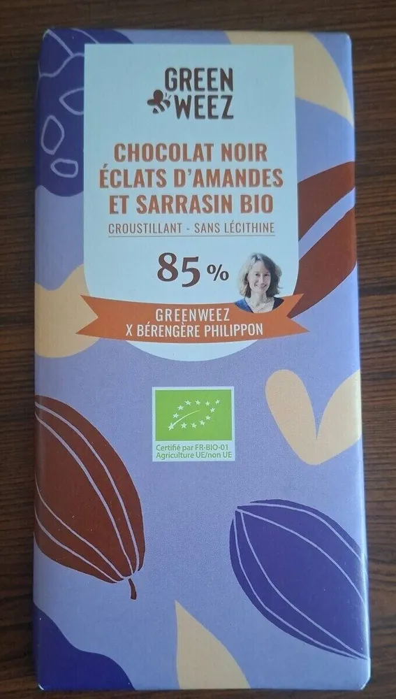 Chocolat noir éclats d'amandes et sarrasin bio