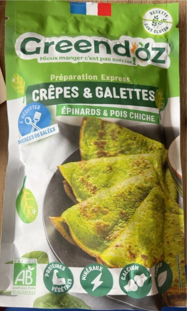 Preparation crepes et galettes  epinard et pois chiche