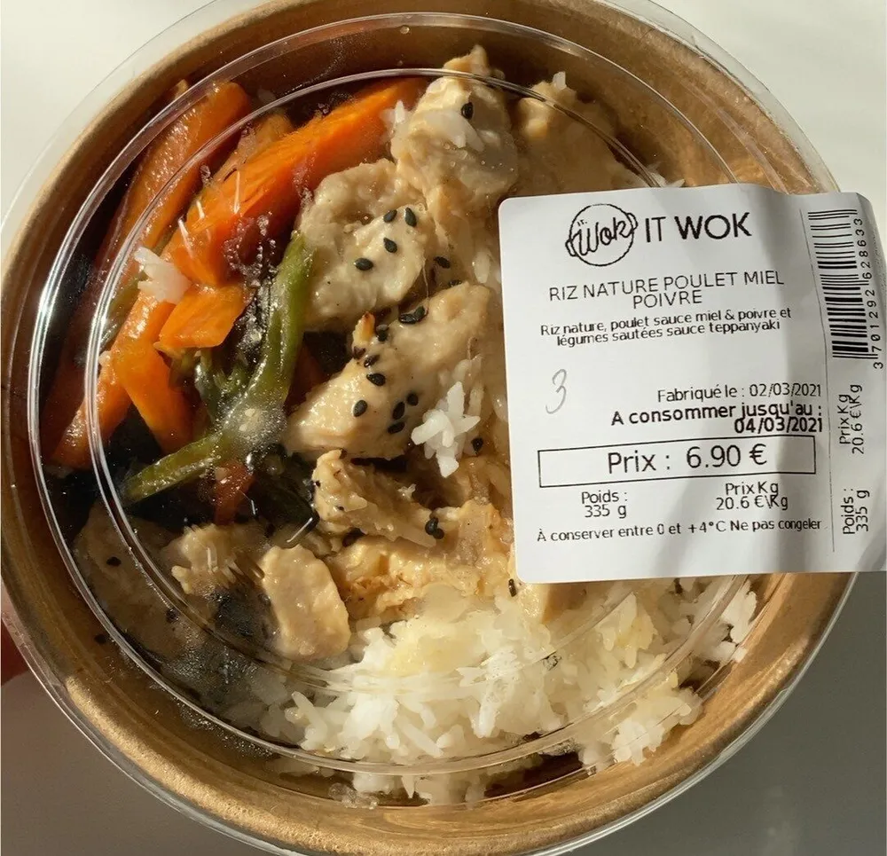 Riz nature poulet miel poivre
