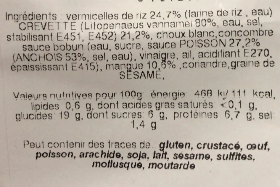 Salade crevettes et mangue