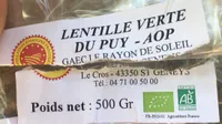 Lentille verte du Puy - AOP