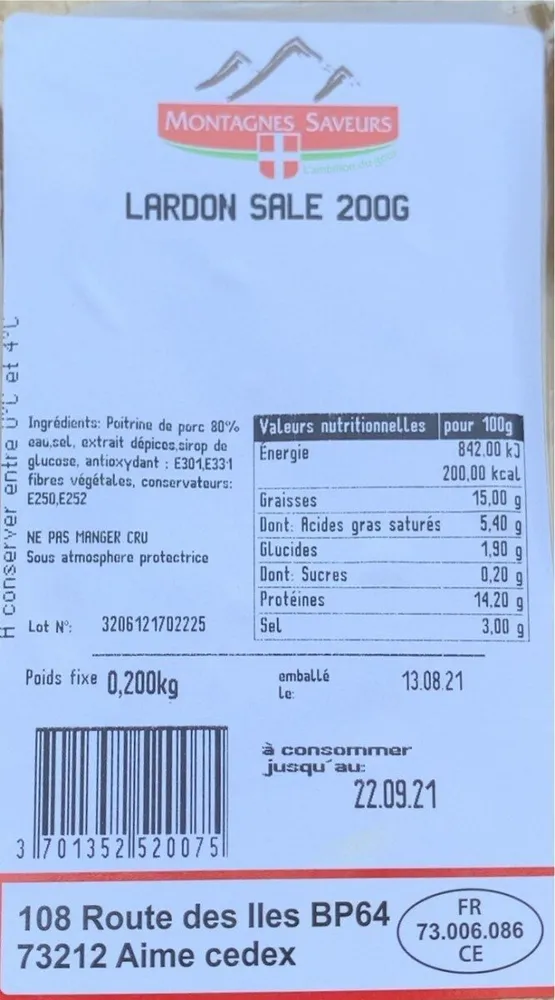 Lardon sale 200g