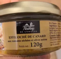 Effiloché de canard aux tomates séchées et olives noires