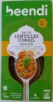 Dal de lentilles corail épinards