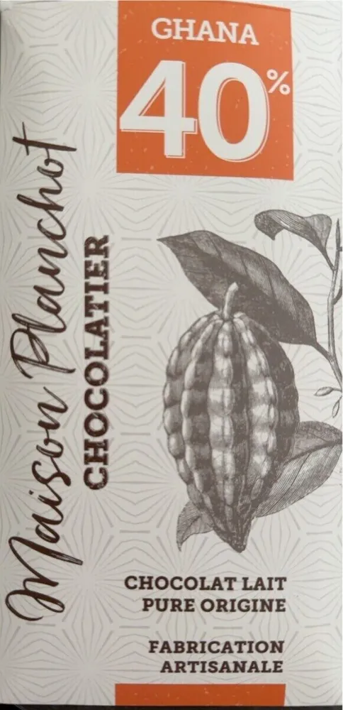 GHANA 40% CHOCOLAT LAIT PURE ORIGINE
