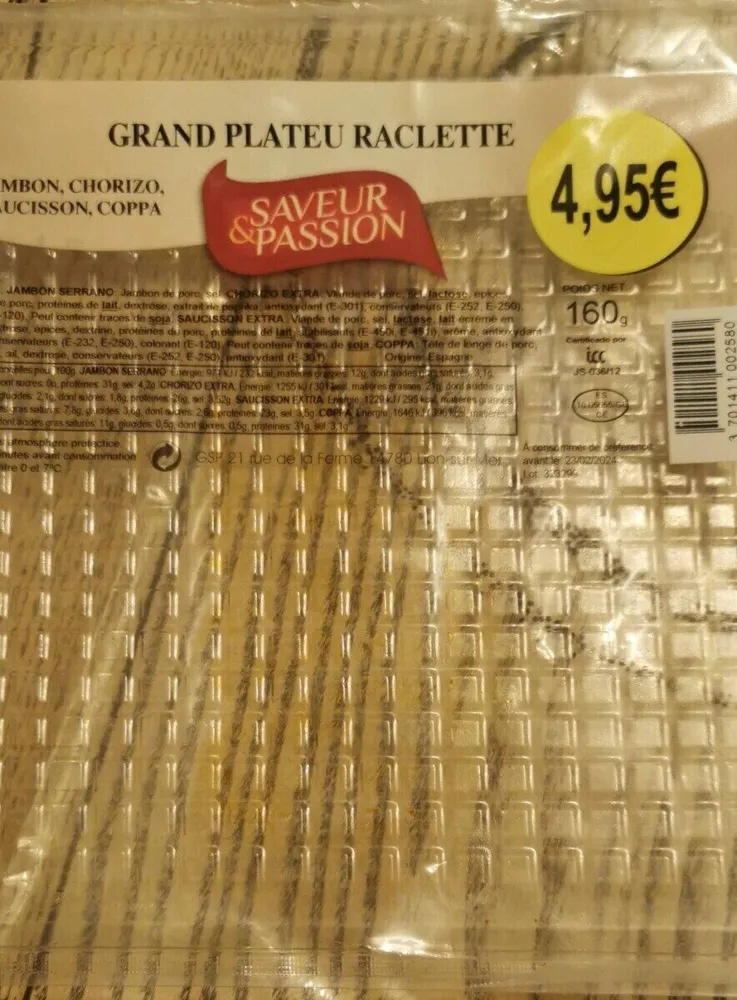 Grand plateau raclette