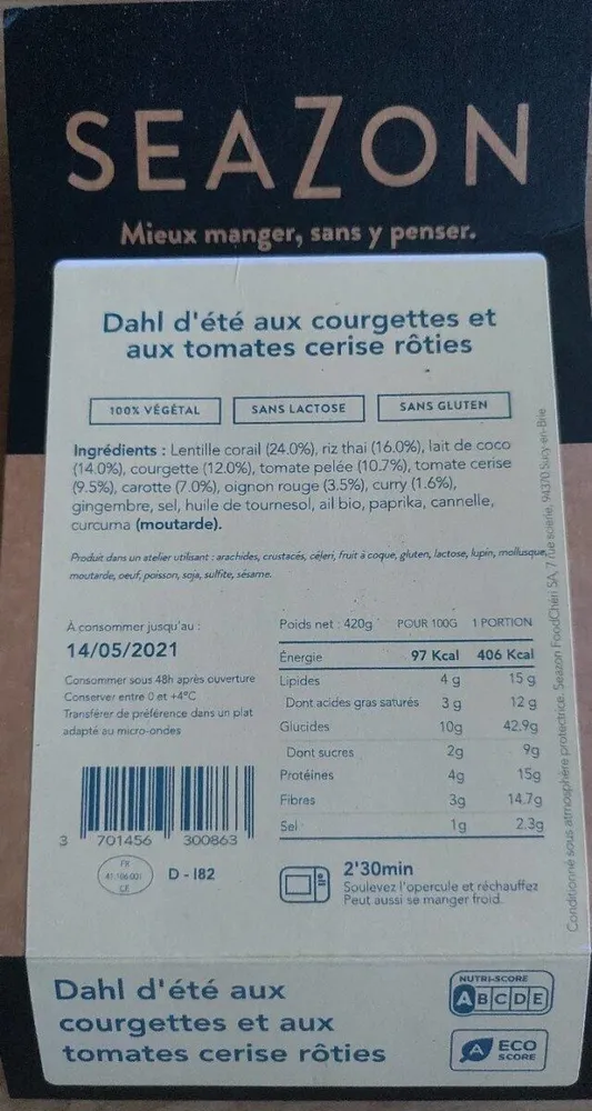 Dahl d'été aux courgettes et aux tomates cerise rôties