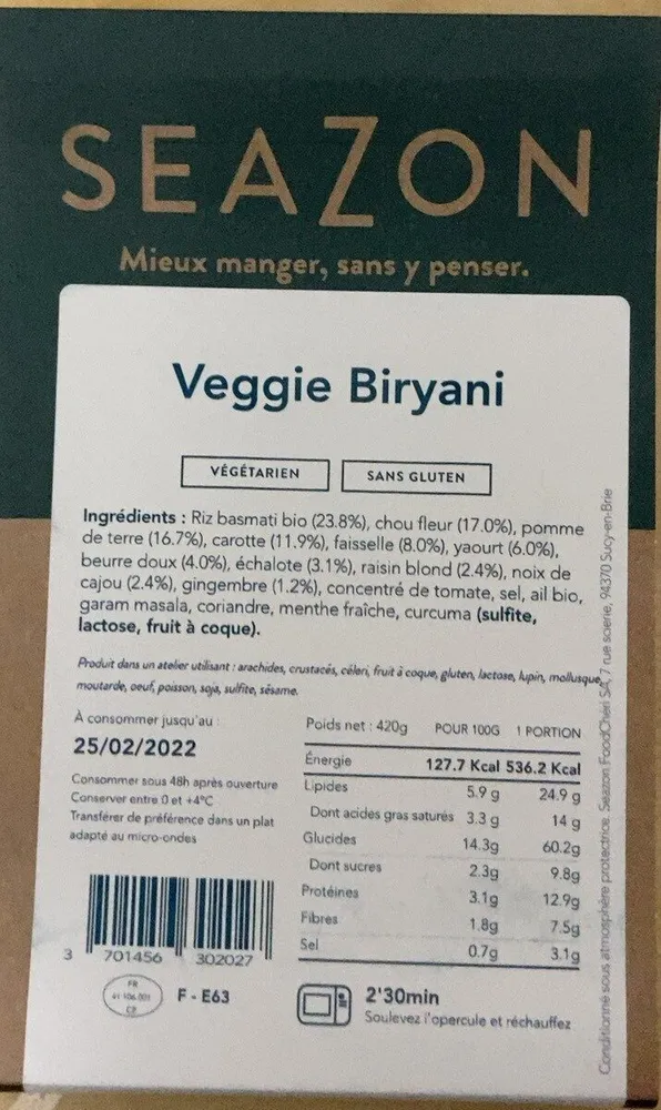 Veggie biryani
