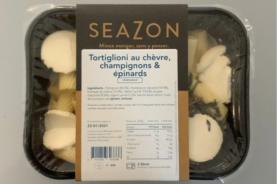 Tortiglioni au chèvre, champignons & épinards