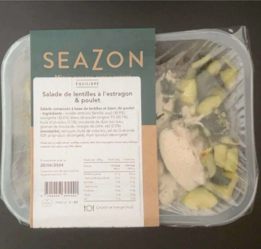 Salade de lentilles bio à l’estragon & poulet