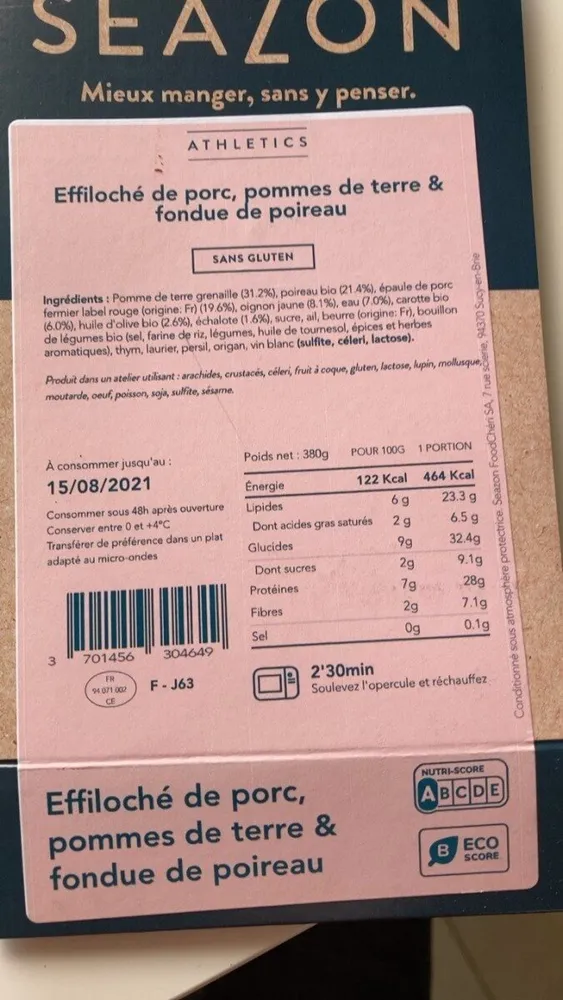 Effiloche de porc, pommes de terre & fondue de poireau