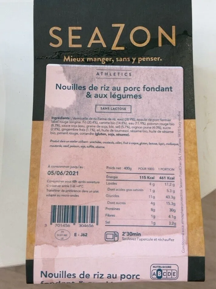 Nouille de riz au porc fondant et légumes