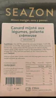 Canard mijoté aux légumes, polenta crémeuse