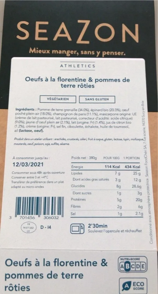 Oeufs à la Florentine et pdt roties
