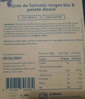 Mijoté de haricots rouges bio & patate douce