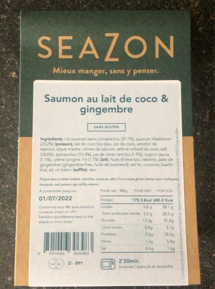 Saumon au lait de coco et gingembre