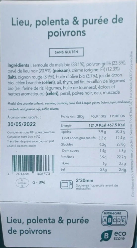 Lieu, polenta & purée de poivrons