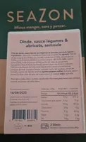 Dinde, sauce légumes & abricots, semoule