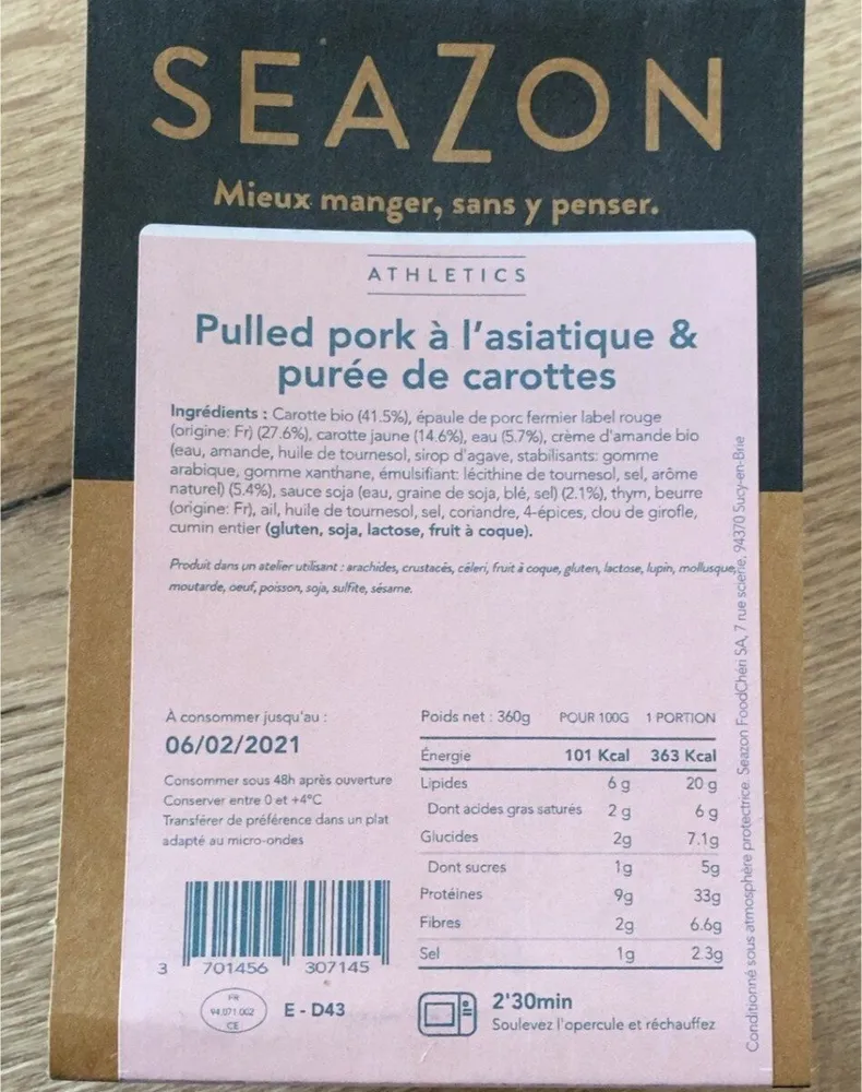 Pulled pork a l asiatique et puree de carottes