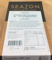 Crevettes ASC aux épices douces, riz rouge &chou