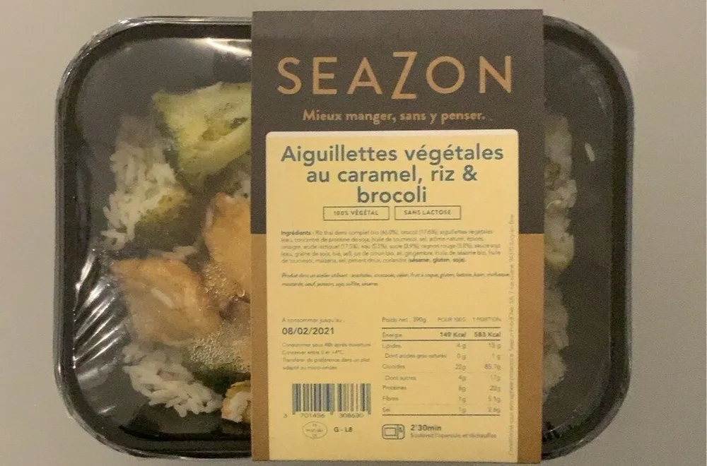 Aiguillettes végétales au caramel, riz & brocoli