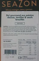 Bol gourmand aux patates douces, lentilles & oeufs brouillés