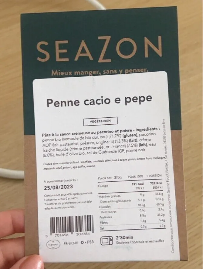 Penne cacio e pepe