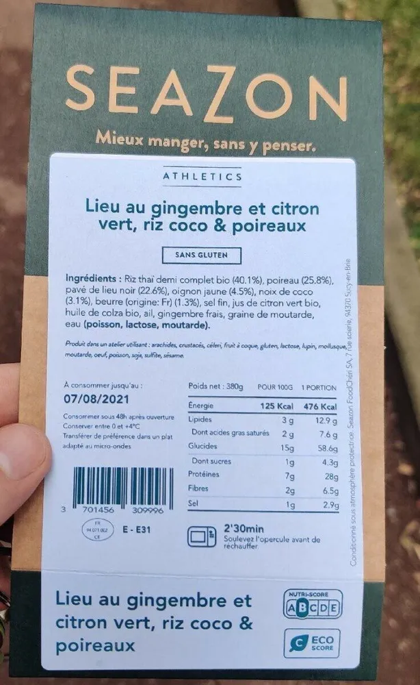 Lieu au gingembre et citron vert, riz coco & poireaux