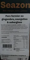 Porc fermier au gingembre, courgettes & aubergines