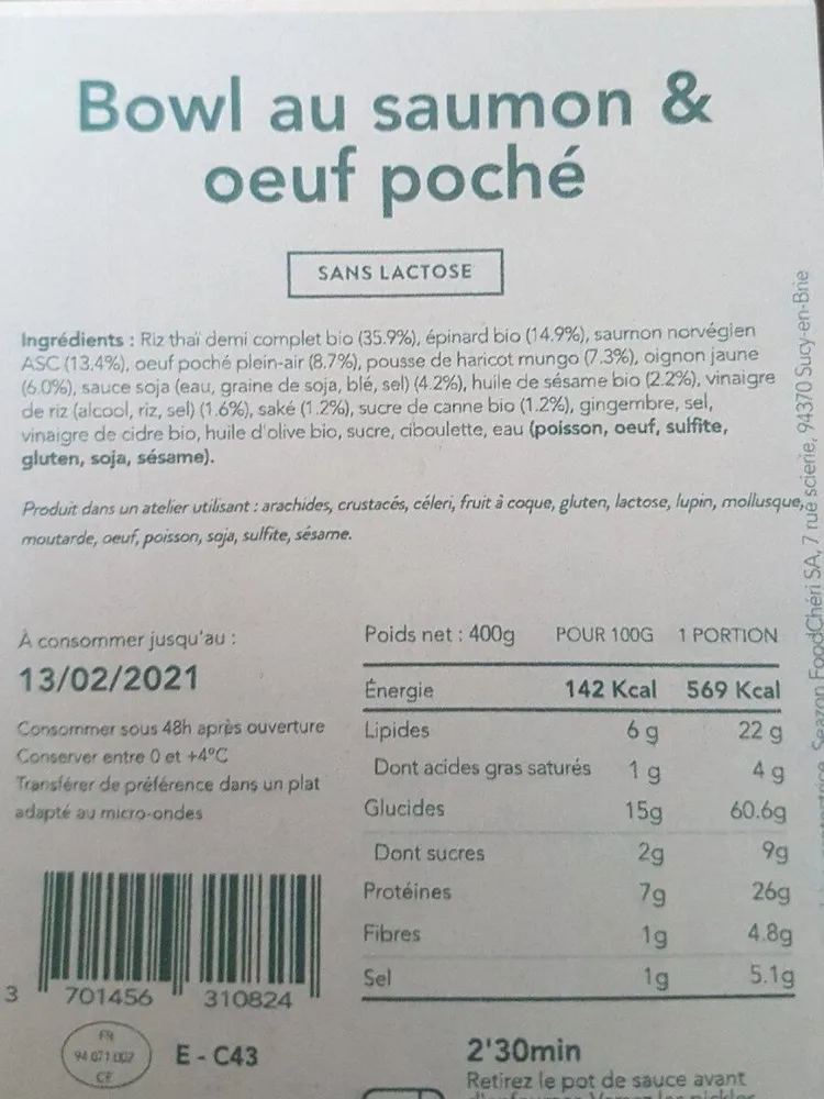 Bowl au saumon & oeuf poché