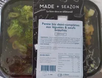 Penne bio demi-complètes aux légumes & oeufs brouillés