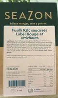 Fusilli IGP, saucisses Label Rouge et artichauts