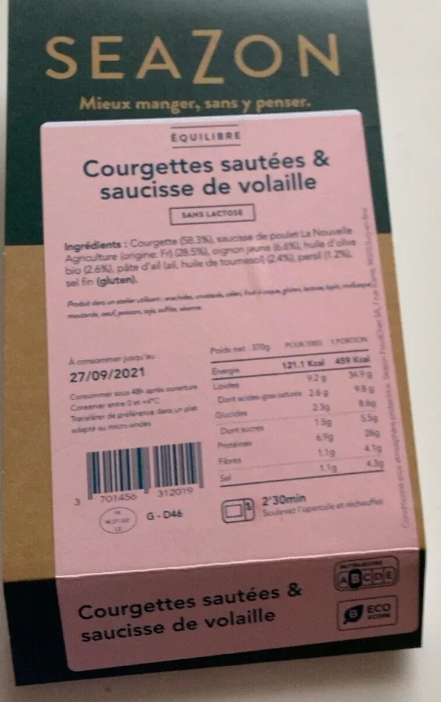 Courgette sautées & saucisse de volaille
