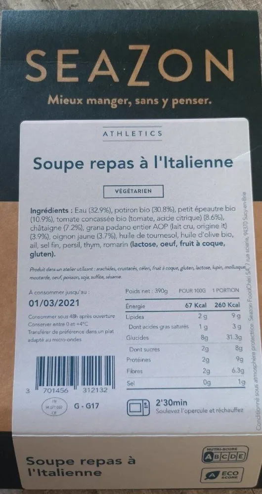 Soupe repas à l'Italienne