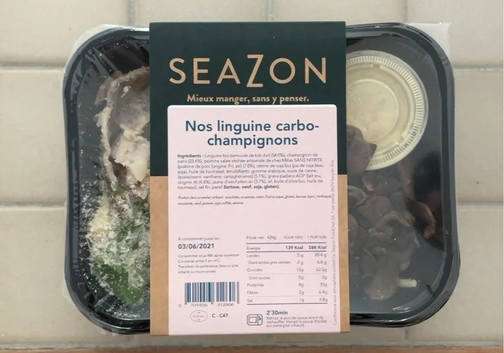 Nos linguine carbo-champignons
