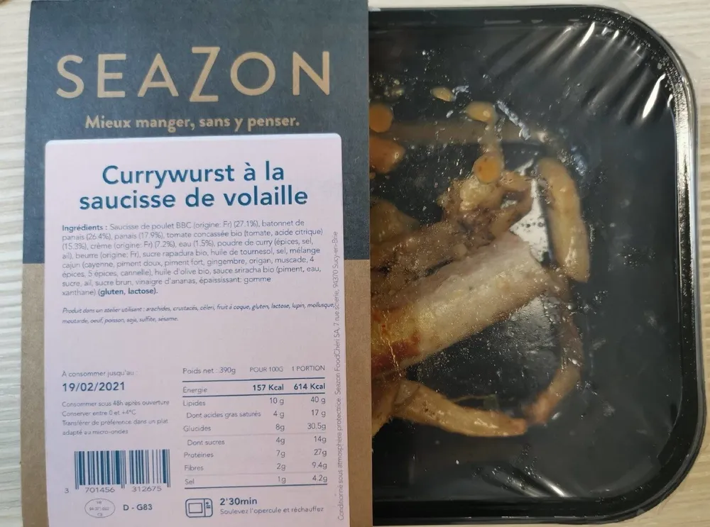 Curry wurst a la saucisse de volaille