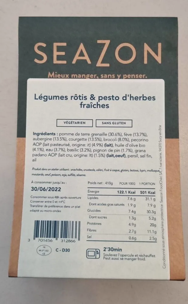 Légumes rôtis et pesto d'herbes fraîches