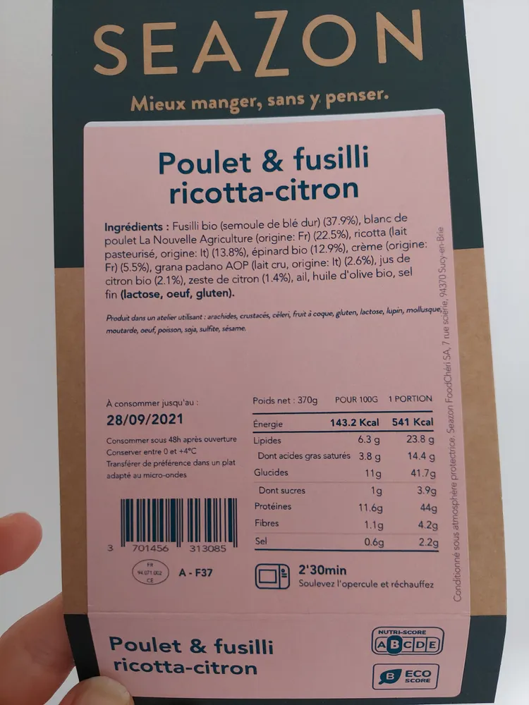 Poulet fusilli ricocha citron