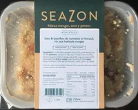 Lieu & bouillon de tomates et fenouil, riz et haricots rouges.