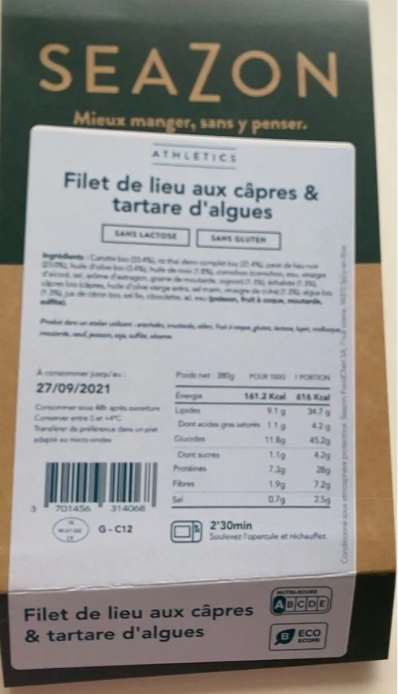 FIlet de lieu aux capres & tartare d’algues