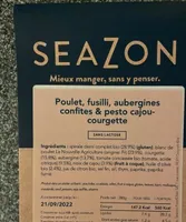 Poulet fusilli aubergines confites et pesto cajou-courgette