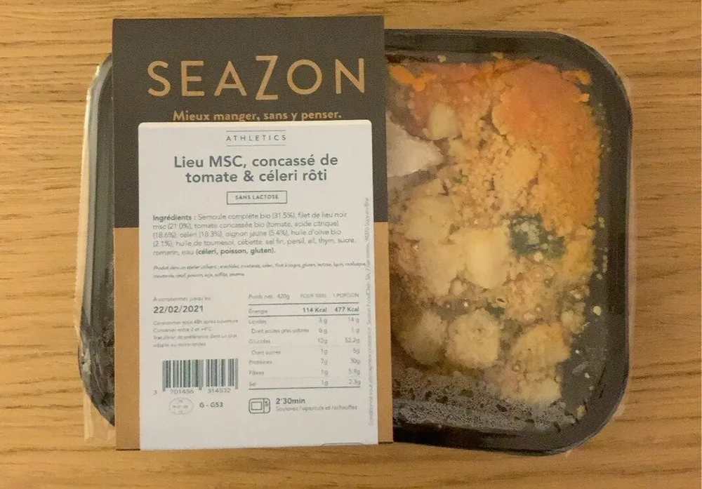 Lieu MSC, concassé de tomate et celeri roti