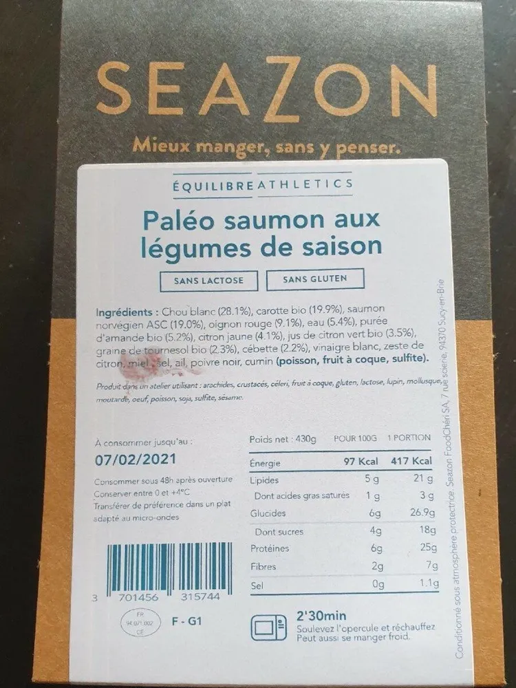 paleo saumon aux légumes