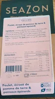 Poulet, écrasé de pomme de terre & poireaux-épinards