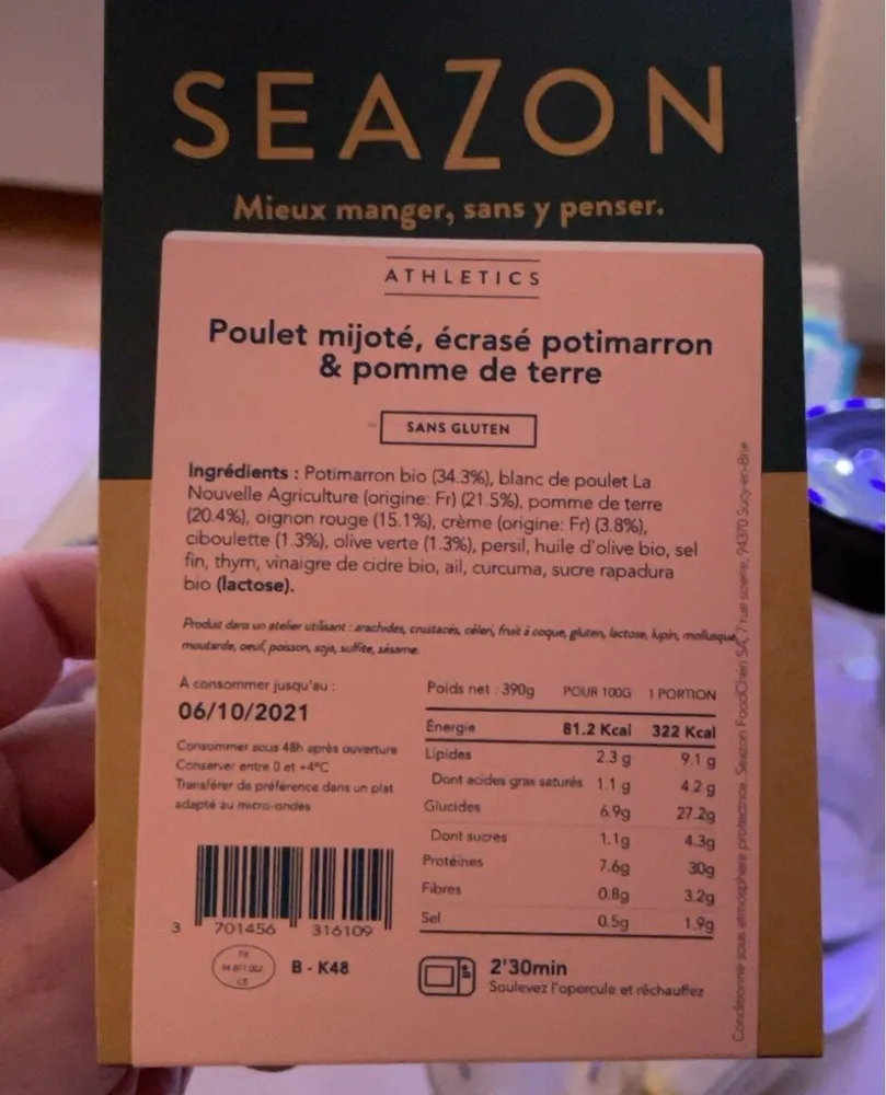Poulet mijote ecrasé potimarron