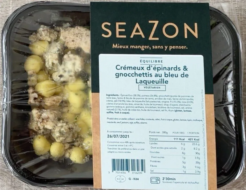 Crémeux d’épinards & gnocchetis au bleu de Laqueuille
