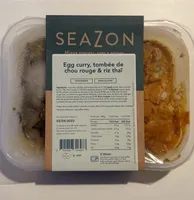 Egg curry, tombée de chou rouge & riz thaï